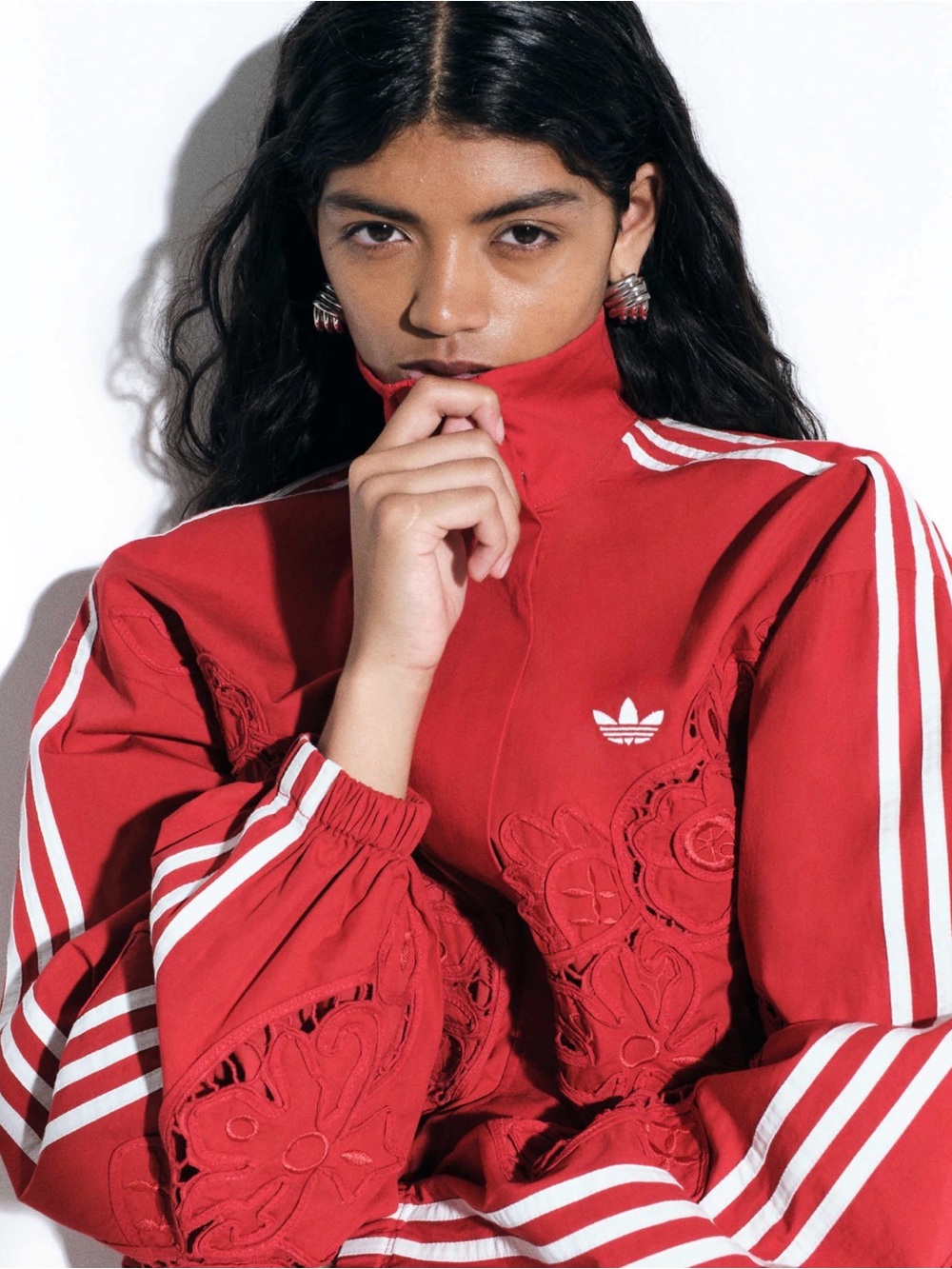Adidas x Asos oversized cutwork track jacket in red sz S - Picture 3 of 7